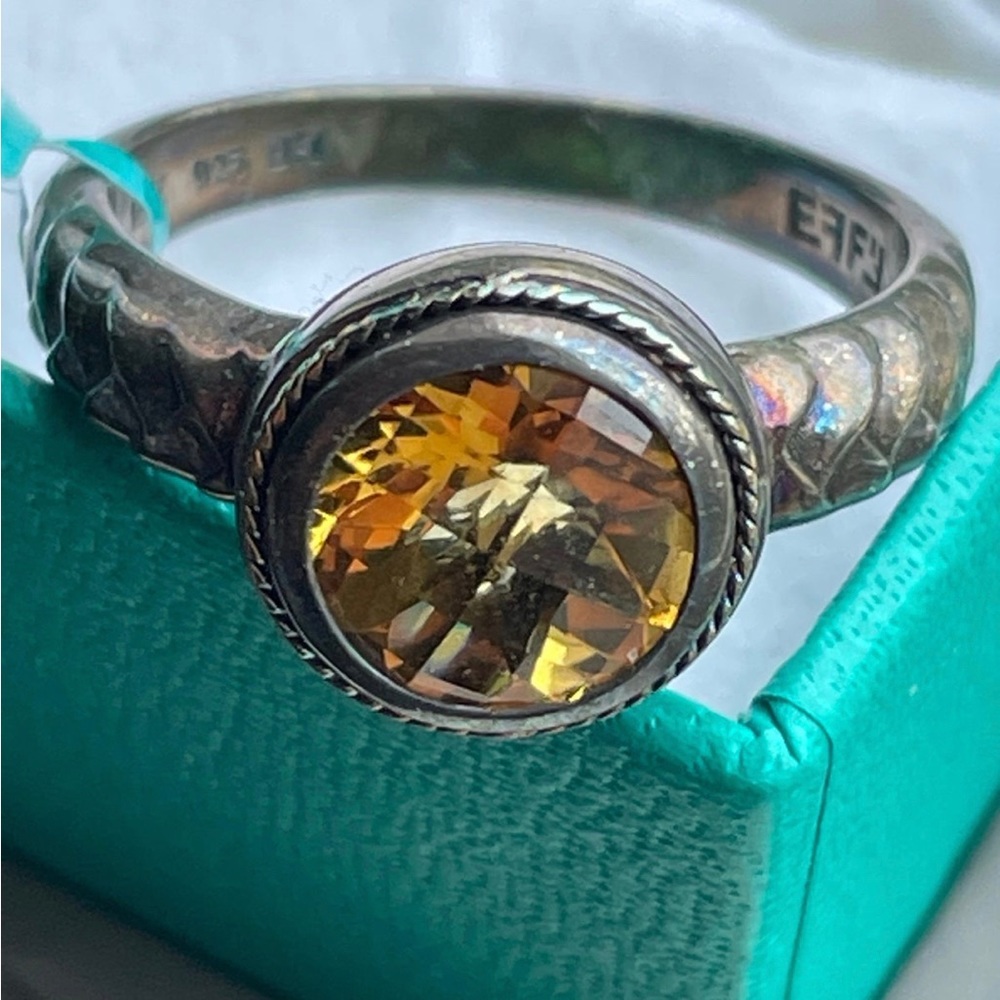 18K gold plated - 925  sterling silver Citrine ring - Size 7